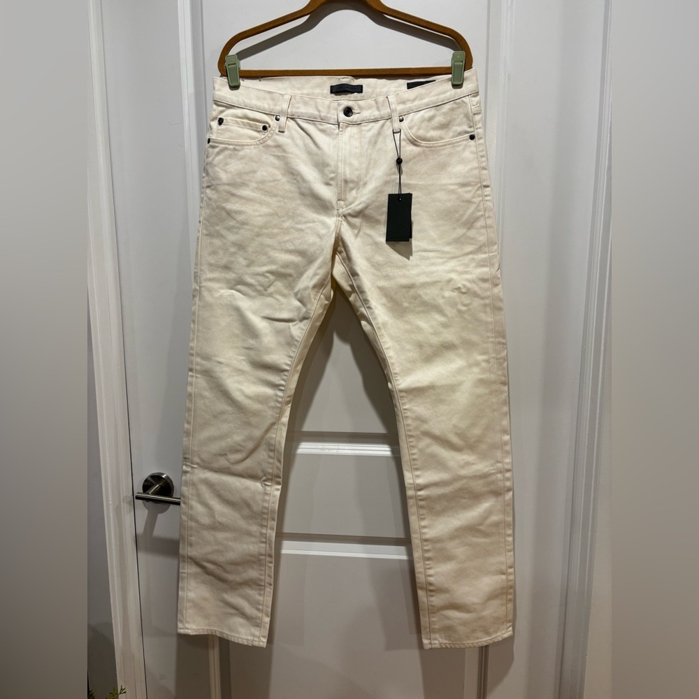 $498 NWT John Varvatos Jeans 36 White J702 Slim Flocked Denim Men's Twill Pants